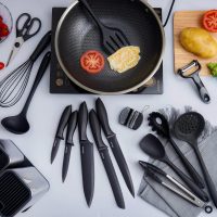 RAXCO Kitchen Utensils Set,18-Piece Cooking Tools and Sharp Knives,Stainless Steel Holder and Cutting Board - Image 6
