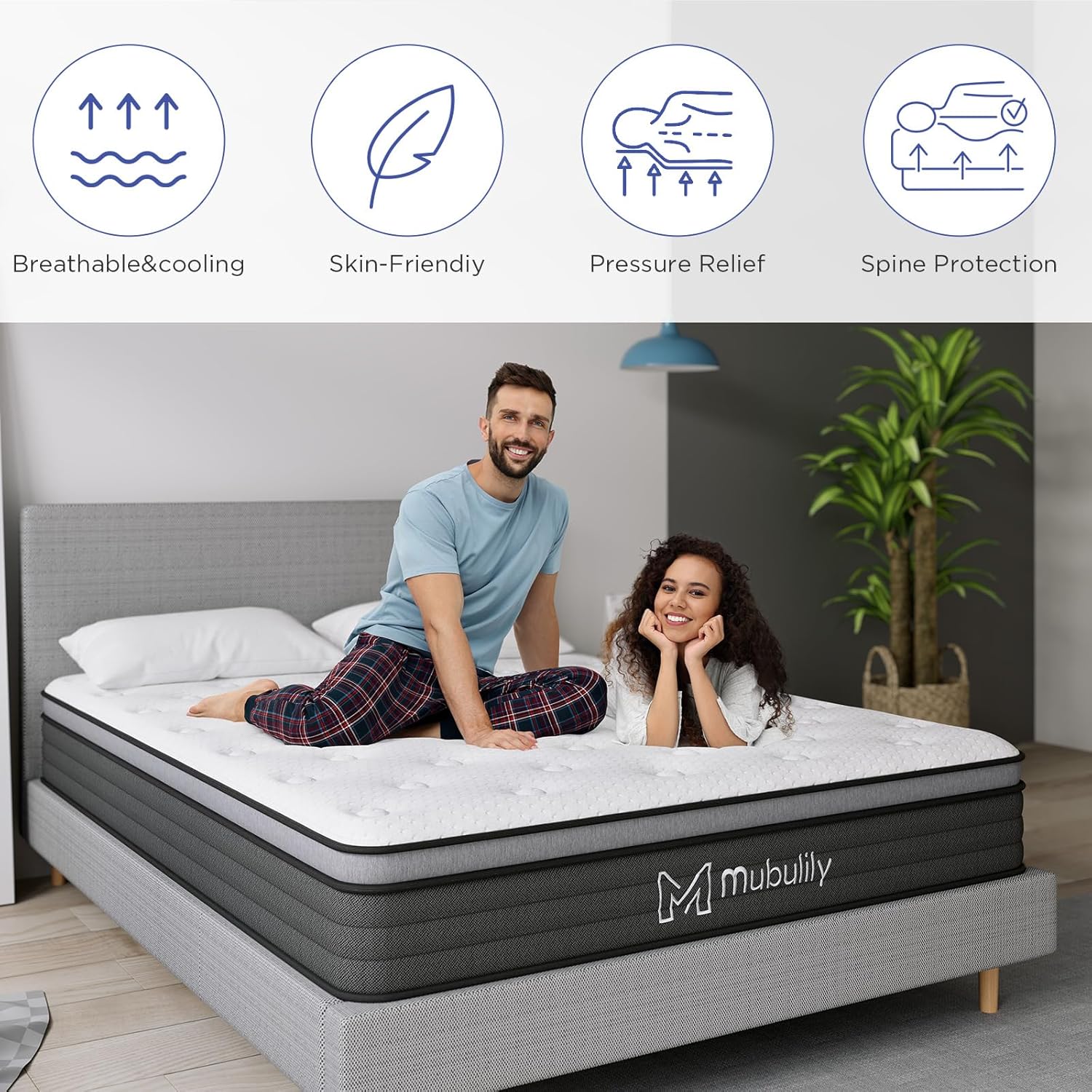 Full Mattress,12 Inch Hybrid Mattress in a Box with Gel Memory Foam,Individually Wrapped Pocket Coils Innerspring for a Cool & Peaceful Sleep,CertiPUR-US. - Image 4
