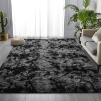 Large Shag Area Rugs 5 x 8, Tie-Dyed Plush Fuzzy Rugs for Living Room, Ultra Soft Fluffy Furry Rug for Bedroom, Indoor Carpet Nursery Rugs for Kids Room Home Decor, Dark Grey - Image 3