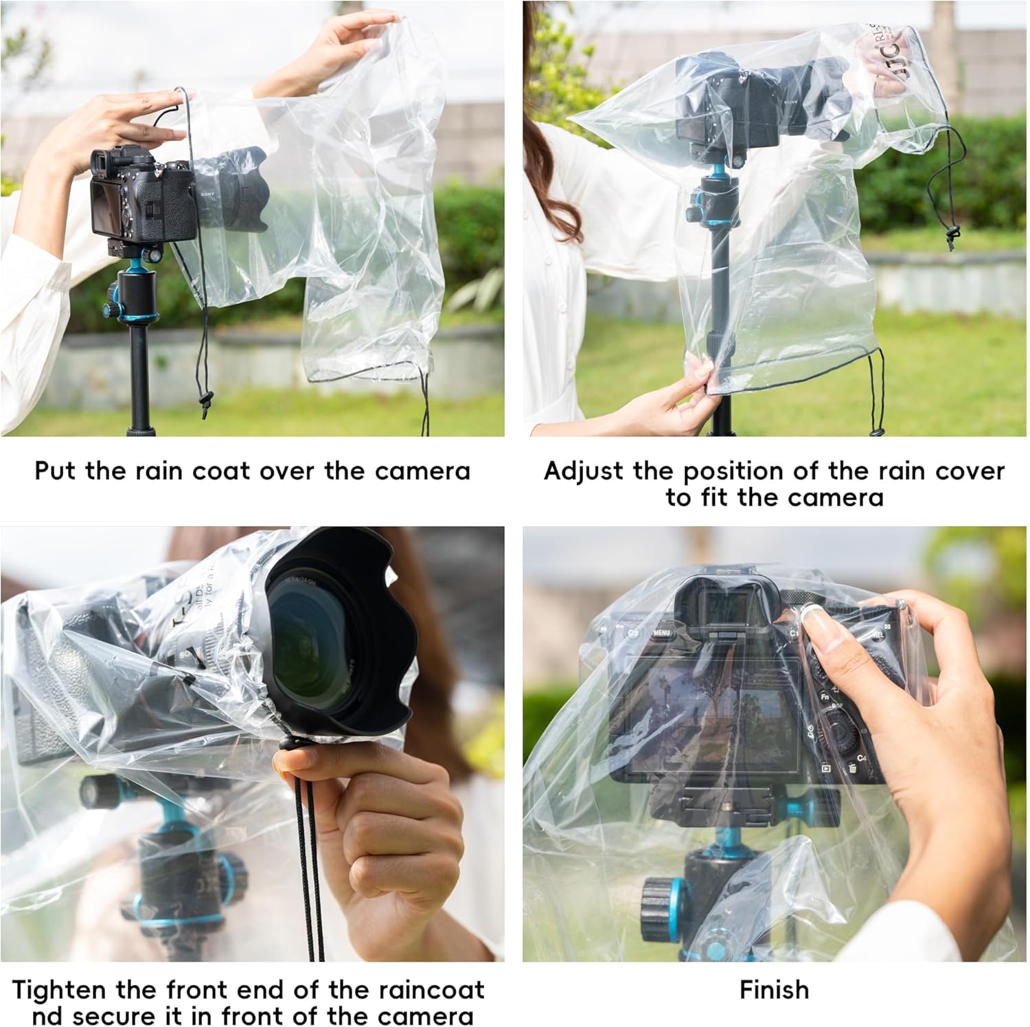 2 Pack Camera Rain Cover Clear Sleeve Protector for Sony A7R V A7 IV A7S III II A6700 A6600 A6500 A6400 A6300 A6100 A6000 A7C Nikon Z8 Z5 Z50 Z30 Z7 Z6 II D780 D7500 D5600 D3500 P1000 - Image 6