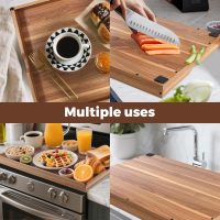 Stove Top Covers for Gas Burners and Electric Stove, 30"L x 22"W x 2.4" Gas Stove Cover, Wooden Cutting Boards/Sink Cover for Kitchen, Tray for Kitchen Counter Space (Nature) - Image 7