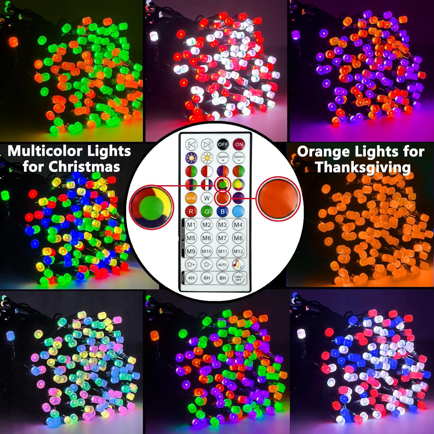 YIQU Smart Color Changing Halloween Lights, 66 FT 200 LED RGB Christmas String Lights with Remote App Control & Timer, Music Sync Multiple Modes Twinkle Light Waterproof Indoor Outdoor Decor - Image 4