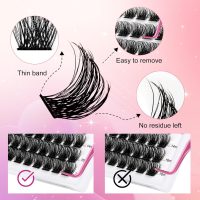 Lash Clusters DIY Eyelash Extensions 144 Clusters Lashes D Curl 0.07 Natural Individual Lash Extensions Mixed Tray False Eyelashes Soft & Strong Thin Band DIY at Home (F32-0.07D, 8-16mm) - Image 3