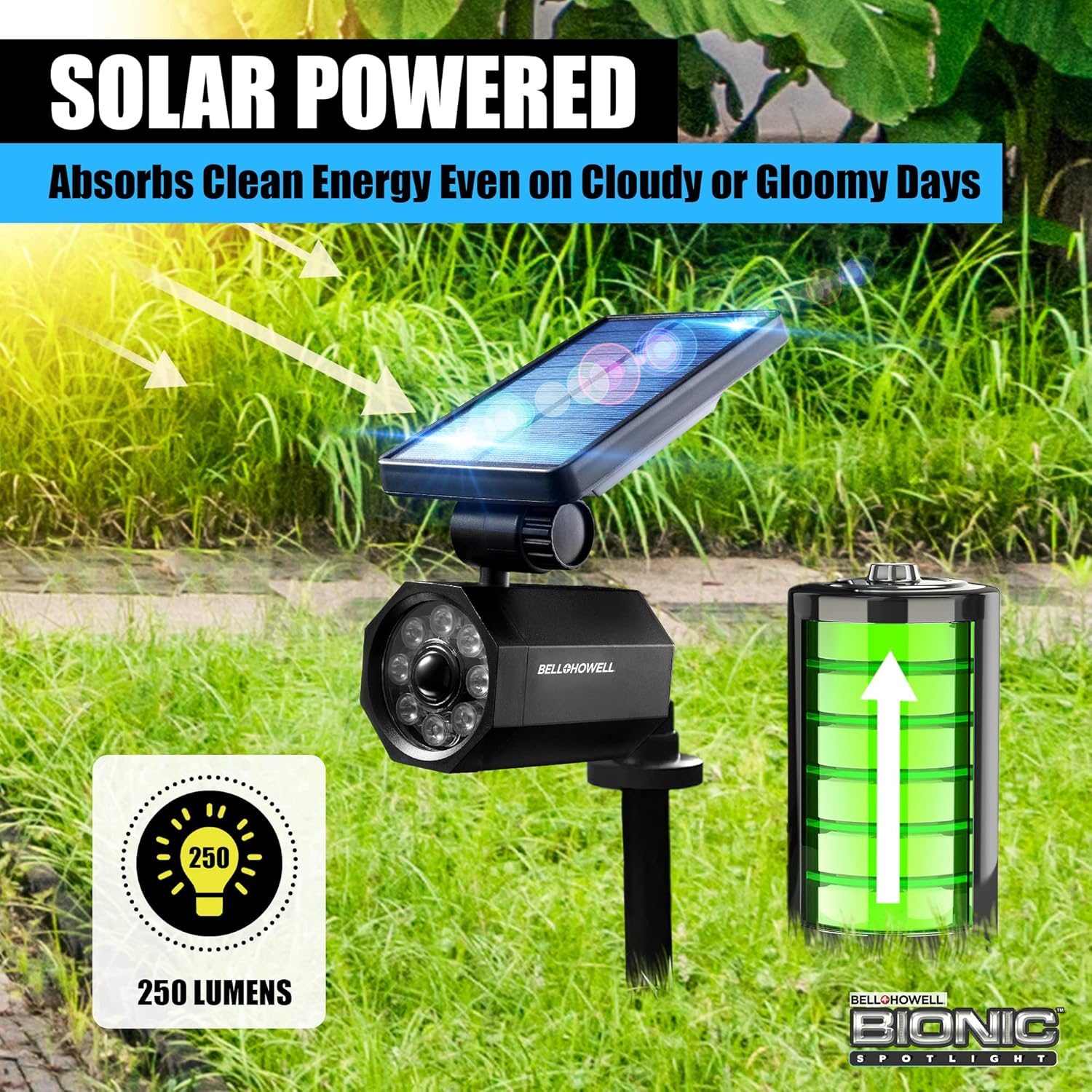 Bell+Howell Bionic Spotlight Motion Solar Spot Lights Outdoor Waterproof, Landscape Light, Outdoor Solar Yard Lighting Weather Resistant, Super Bright LED Lights, for Garden, Lawn As Seen On TV - Image 2