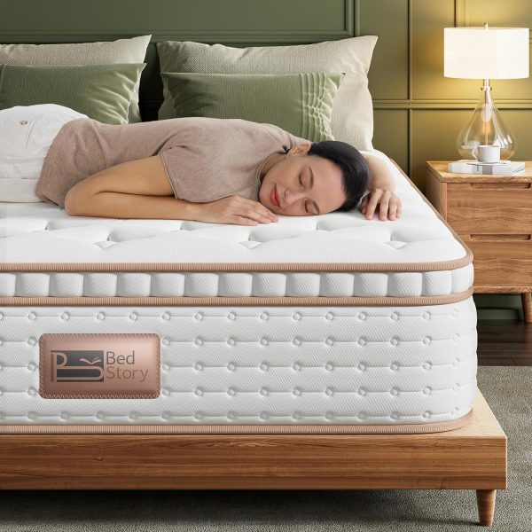 BedStory Full Size Firm Mattress - 14 Inch Hybrid Mattress Full with Extra Lumbar Support for Back Pain - Reinforced Edges, Fiberglass-Free, 365-Night Trial