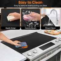 Stove Top Cover for Electric Stove, Stove Top Covers for Gas Burners, Glass Cooktop Protector, XL Dish Drying Mat (Black, 28"x20") - Image 6