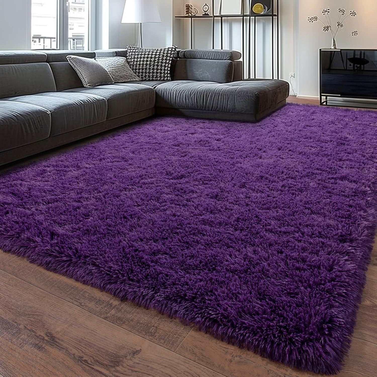 Soft Shag Rugs for Bedroom, 4x6 Purple Fluffy Shaggy Rugs for Living Room Nursery, Luxury Modern Plush Carpet Girls Boys Kids Room Dorm Indoor Home Decor, Upgrade Non-Slip - Image 3