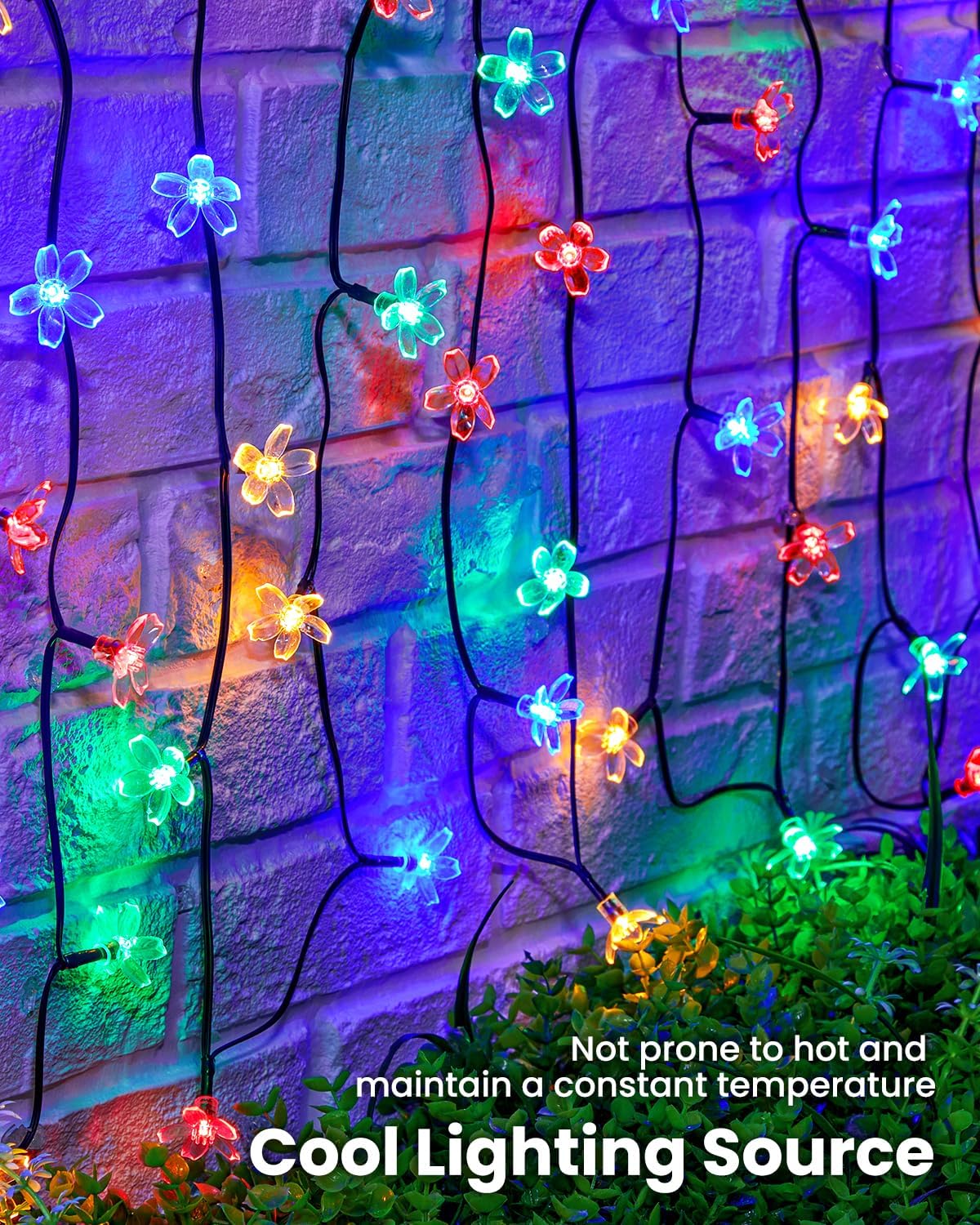 Brightown 60 LED Flower Solar String Lights Outdoor Waterproof Fairy Lights for Garden Yard Fence Patio Christmas Tree Wedding Party Decor, Multicolor - Image 6