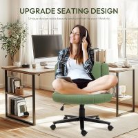 Criss Cross Ergonomic Office Chair: 360° Swivel, Adjustable Lumbar Support & Armrests, Heavy-Duty Fabric (Green) - Image 3