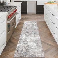 Modern Abstract Runner Rug 2x6, Beige Grey Washable Kitchen Runner Non-Slip Soft Hallway Rug Runner Thin Print Faux Wool Carpet for Entryway Bedroom Laundry Room Indoor Home Decor - Image 2