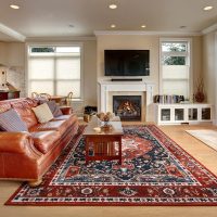 YJ.GWL Area Rug for Living Room, 4x6 Machine Washable Boho Rug for Bedroom, Low Pile Lightweight Thin Rugs Floral Vintage Distress Print Pattern Carpet for Dining Room, Red - Image 8