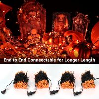 Brizled Orange Halloween Lights, 21.3ft 100-ct Incandescent String Lights Connectable, UL Certified, Black Wire Mini Light Set for Indoor & Outdoor Decorations, Holiday, Christmas - Image 2