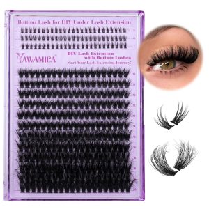 Yawamica Cluster Eyelash Extensions Fluffier Lash Clusters with Bottom Lashes 200D Volume Individual Lashes 315pcs Wispy Eyelash Clusters 10-20mm DIY Lash Extension at Home