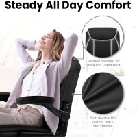 NEO CHAIR Office Desk Computer Chair Ergonomic Executive Mid-Back Leather Gaming Chair with Adjustable Flip-Up Armrests Wheels Swivel for Home Study Task (Jet Black) - Image 4