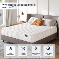 Vesgantti 8 Inch Multilayer Hybrid Twin Mattress - Multiple Sizes & Styles Available, Ergonomic Design with Memory Foam and Pocket Spring, Medium Firm Feel, White - Image 3