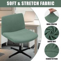 MINGPINHUIUS Armless Adjustable Chair Cover: Modern Without Arms Vanity Chair Cover Criss Cross Slipper Chair Furniture Protector Covers for Home Office (Pine Green,Regular Style) - Image 3