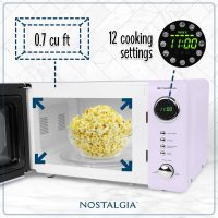 Nostalgia Retro Compact Countertop Microwave Oven 700-Watts with LED Digital Display-Child Lock-Easy Clean Interior-Lavender, 0.7 Cu. Ft - Image 2