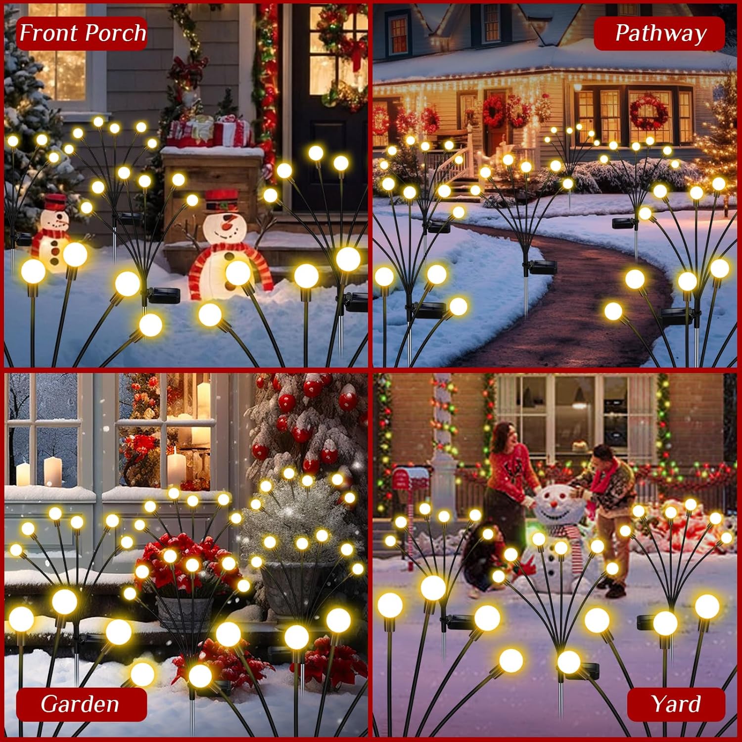 Solar Garden Lights Outdoor, 4 Pack Firefly Swaying Lights, Waterproof Garden Decor for Yard Patio Pathway Lawn, Gardening Gifts for Women Christmas Decoration - Image 9