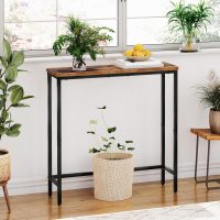 HOOBRO Narrow Console Table, 29.5" Small Entryway Table, Thin Sofa Side Display Table, for Hallway, Bedroom, Living Room, Foyer, Rustic Brown and Black BF75XG01 - Image 9