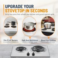 Electric Stove Drip Pans Set of 4 (2 x 6-Inch & 2 x 8-Inch) Replacement Chrome Drip Pans for Electric Stove Compatible with Frigidaire, Kenmore, Tappan & More - Stove Burner Drip Pan Replacements - Image 4