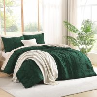 Andency King Size Comforter Set, 3 Pieces Dark Emerald Green Boho Tufted Geometric Shabby Chic Bedding, Soft Fluffy Farmhouse Bed Set, Jacquard Textured Comforter for All Season (104x90 Inch) - Image 8