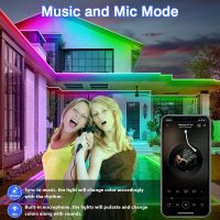 200ft Outdoor LED Strip Lights Waterproof,Music Sync RGB IP68 Outside Led Light Strips Waterproof with App and Remote,Exterior Led Rope Lights Waterproofs Decoration for Deck,Balcony,Garden,Pool - Image 5