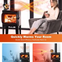 Large Wood Stove Fan with Therometer, 6 Blades Heat Powered Fireplace Burner Fan with 50% More Hot Airflow, Silent Operation,Circulation for Wood/Log Burner/Pellet Stove - Image 4