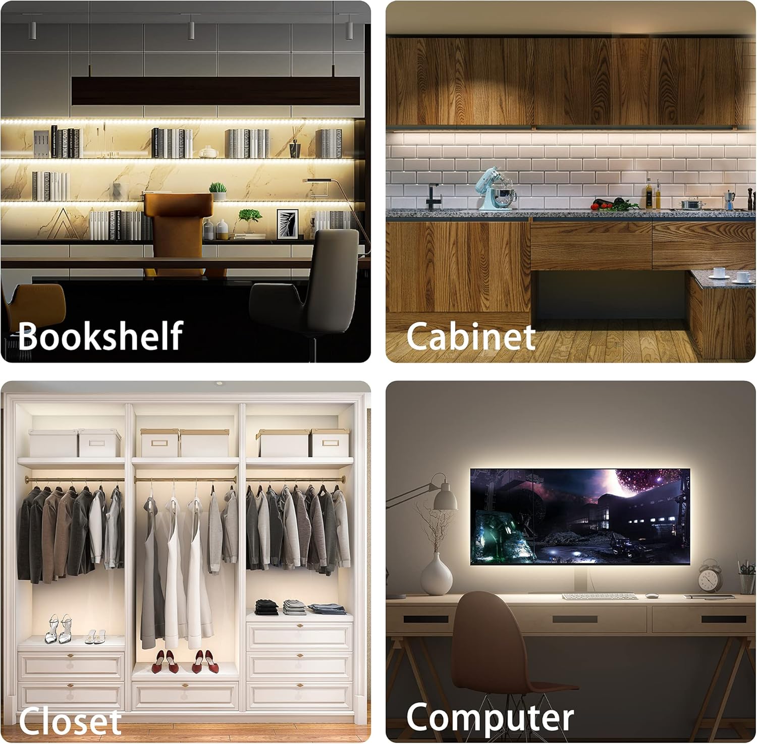 LAFULIT 8 PCS Under Cabinet Lighting Kit, Bright Under Cabinet Lights, Flexible Led Strip Lights with RF Remote and Power Adapter, for Kitchen Cabinet Shelf Desk Counter, 4000K Neutral White, 13ft - Image 7