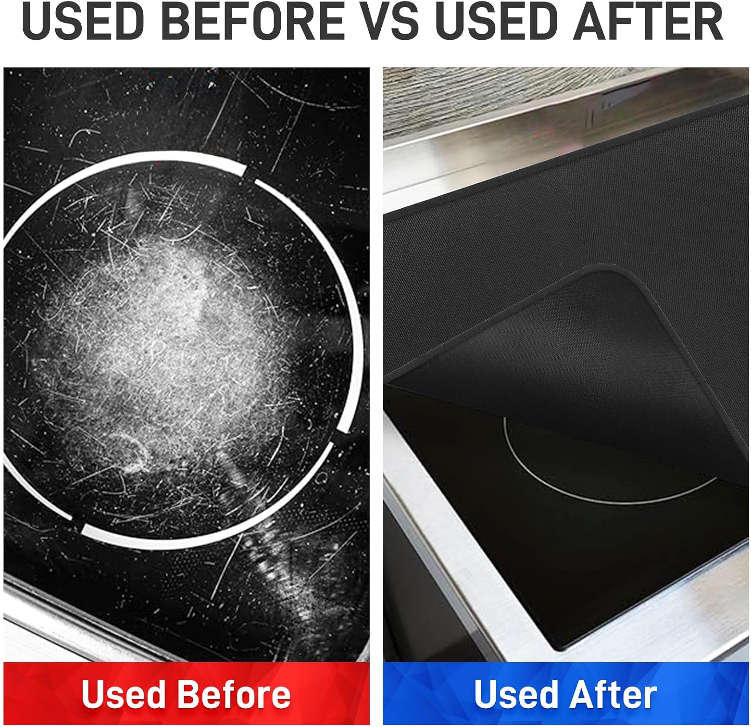 Fireproof Stove Top Covers for Electric Stove,28"x20" Heat Resistant Glass Top Stove Cover Protector,Silicone Coated Fiberglass Stove Top Mat for Prevents Scratching(Black) - Image 4