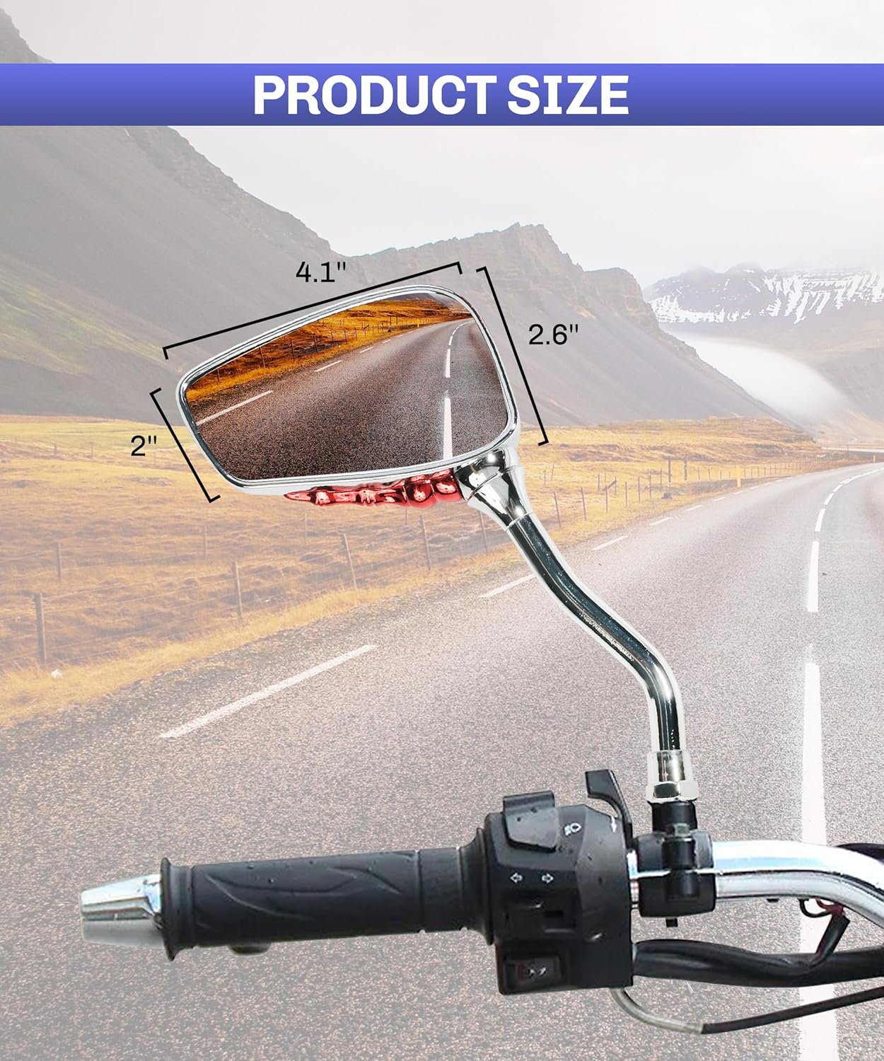 Pairs of Motorcycle Mirrors,Universal 8mm 10mm Motorcycle Rear View Mirrors,Car Accessories Skull Skeleton Hand Bike Mirror,Rearview Side Mirror for Motorcycle Bike (Red) - Image 2