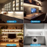 maylit Under Cabinet Lights Plug in, 6 Pcs 12 Inch Multi-Color Under Cabinet Lighting, Super Bright Under Counter Lights for Kitchen, Ultra Thin Dimmable Light for Cabinet, Counter, Workbench, Desk - Image 7