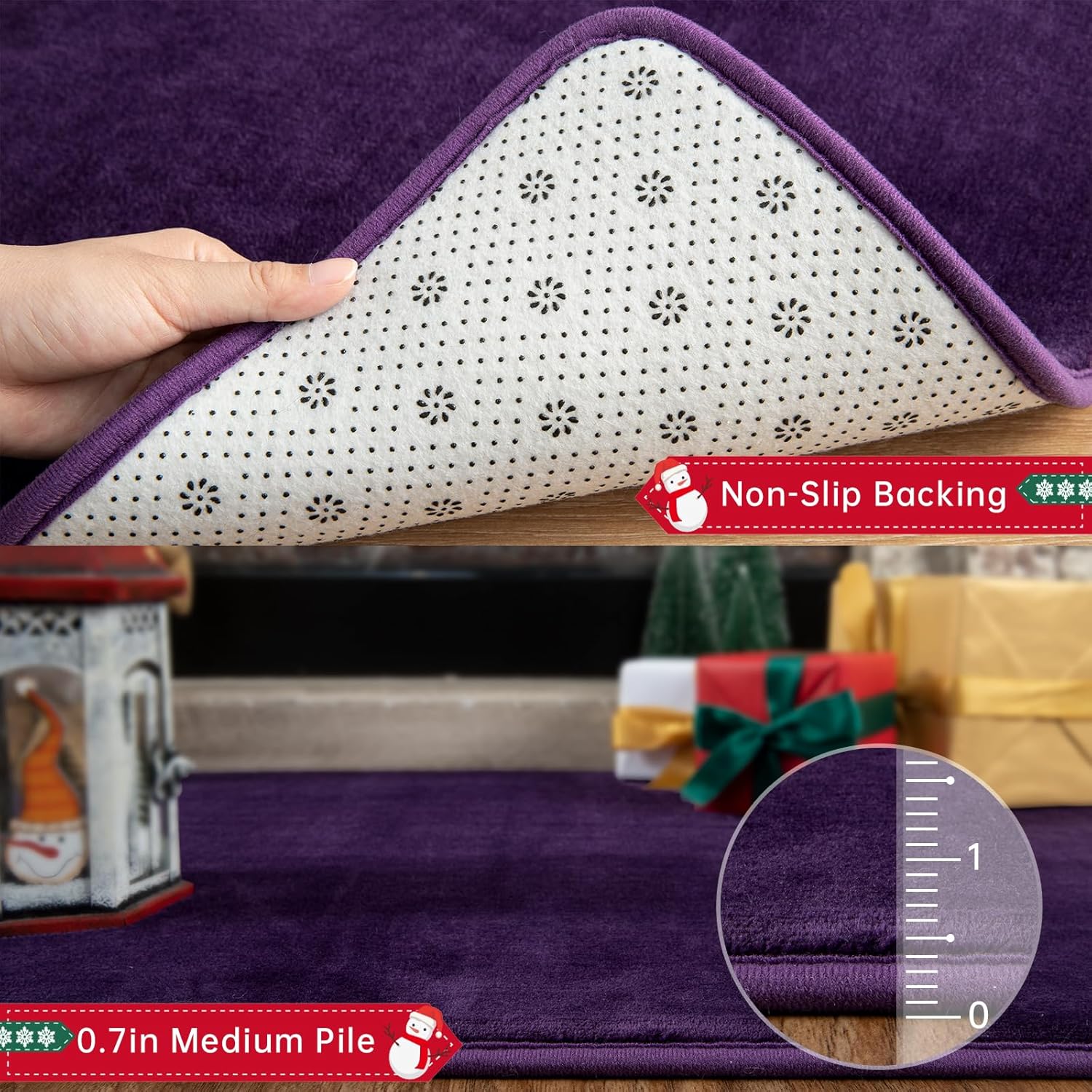 Przemy Washable Area Rug for Bedroom Living Room, 4x6 Feet Dark Purple Memory Foam Rug, Super Soft Modern Indoor Carpet for Bedside Kids Room Girls Boys Dorm Nursery Decor Mat - Image 4