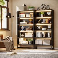 Tribesigns Tall Bookcase Black Bookshelf, 70.8” Large Bookcases Organizer with LED Lights, Heavy Duty Free-Standing Library Bookshelf with 5-Tier Storage Shelves for Living Room, Bedroom (Black) - Image 7