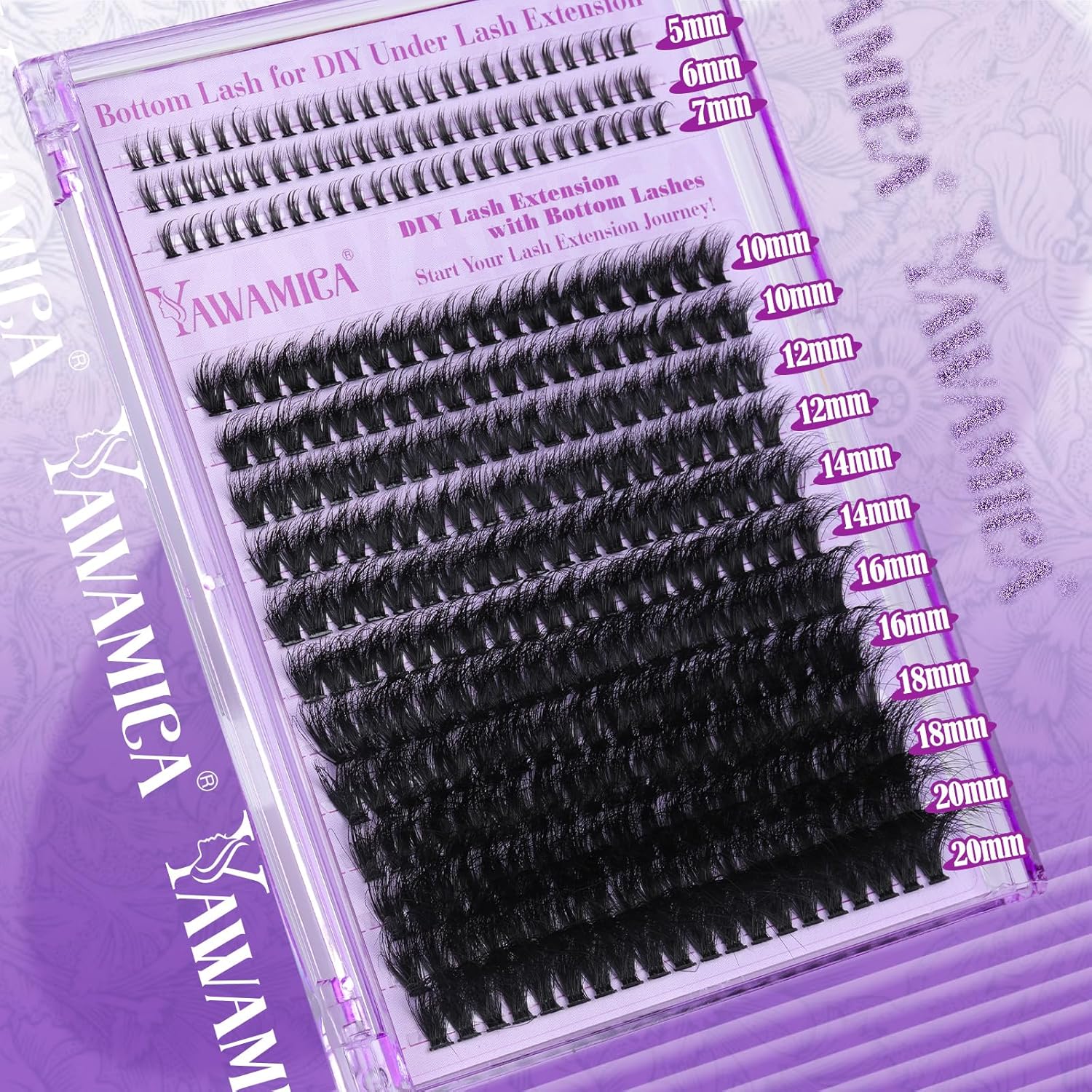 Yawamica Cluster Eyelash Extensions Fluffier Lash Clusters with Bottom Lashes 200D Volume Individual Lashes 315pcs Wispy Eyelash Clusters 10-20mm DIY Lash Extension at Home - Image 5