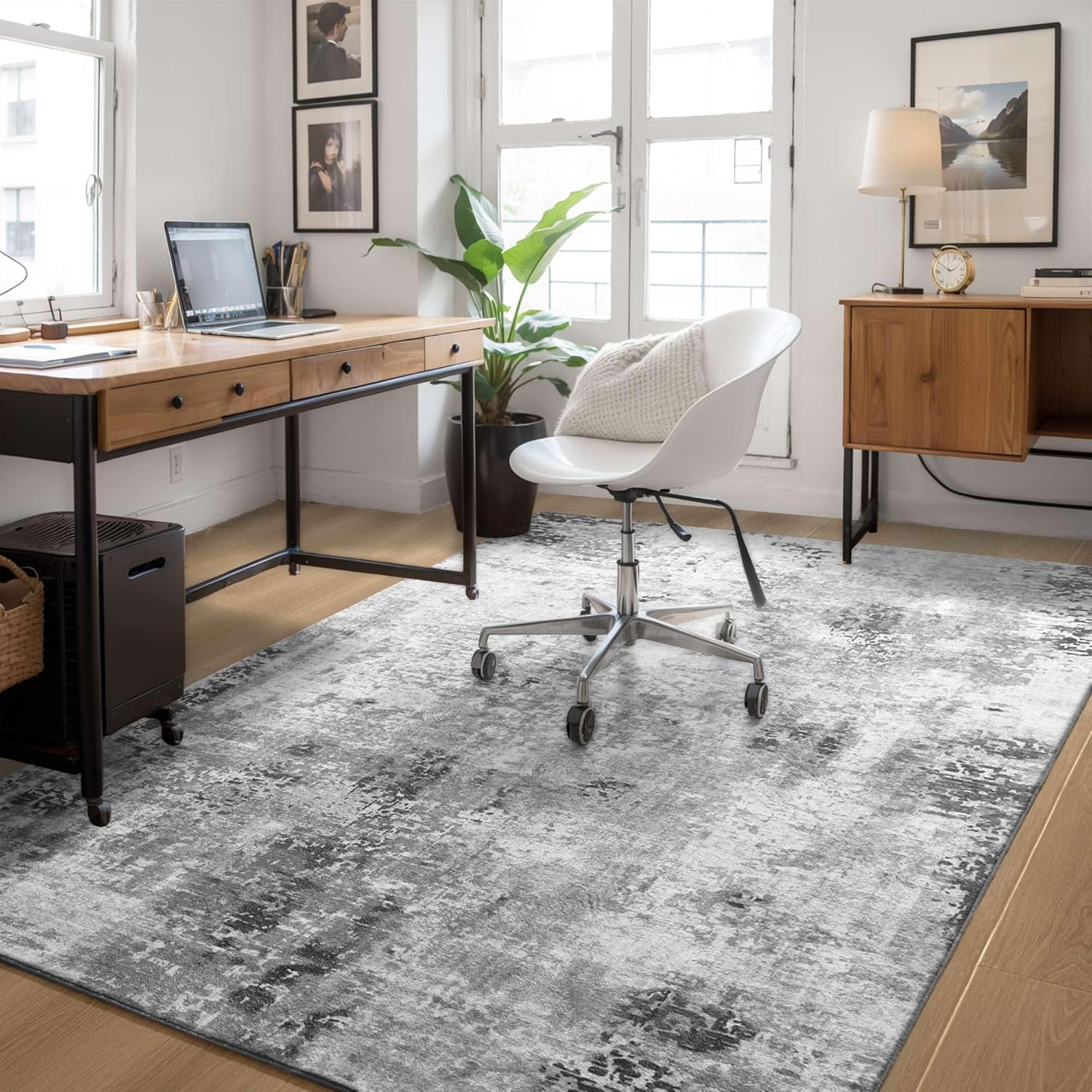 Entryway Rug 3x5 Grey Bedroom Area Rug Washable Non Slip Abstract Boho Rugs for Indoor Entry, Kitchen, Classroom, Bathroom, Kids Girls Room, Office, College Dorm Small Carpet - Image 3