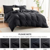 HYMOKEGE Black Queen Comforter Set Seersucker 7 Pieces, All Season Luxury Bed in a Bag for Bedroom, Bedding Set with Comforters, Sheets, Pillowcases & Shams - Image 6