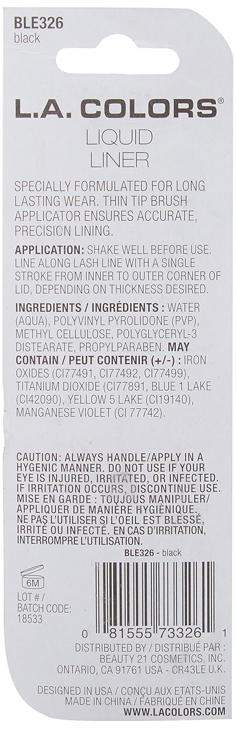 L.A. COLORS Thin Tip Liquid Liner (carded), Black CBLE326 - Image 5