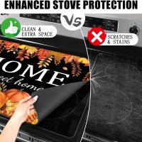 Fall Pumpkin Stove Cover For Electric Stove, 20x28 Glass Stove Top Mat Fall Black Heat Resist Electric Gas Range Mat Sweet Home Decor Glass Top Protector Kitchen Induction Cooktop Pad - Image 6