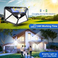 VINHMOR Solar Lights Outdoor 6 Pack, 100LED/3 Modes 270° Lighting Angle Motion Sensor Security Lights, IP65 Waterproof Wall Lights Solar Powered, Bright for Backyard Garden Fence Patio Front Door - Image 2