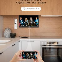 SYLVOX Kitchen TV, Small Smart TV for Kitchen, 15.6 inch 1080P Full HD Under Cabinet TVs, Google Smart Television with Voice Remote Control WiFi Bluetooth Chromecast 2 Speakers, Compact & Foldable - Image 7