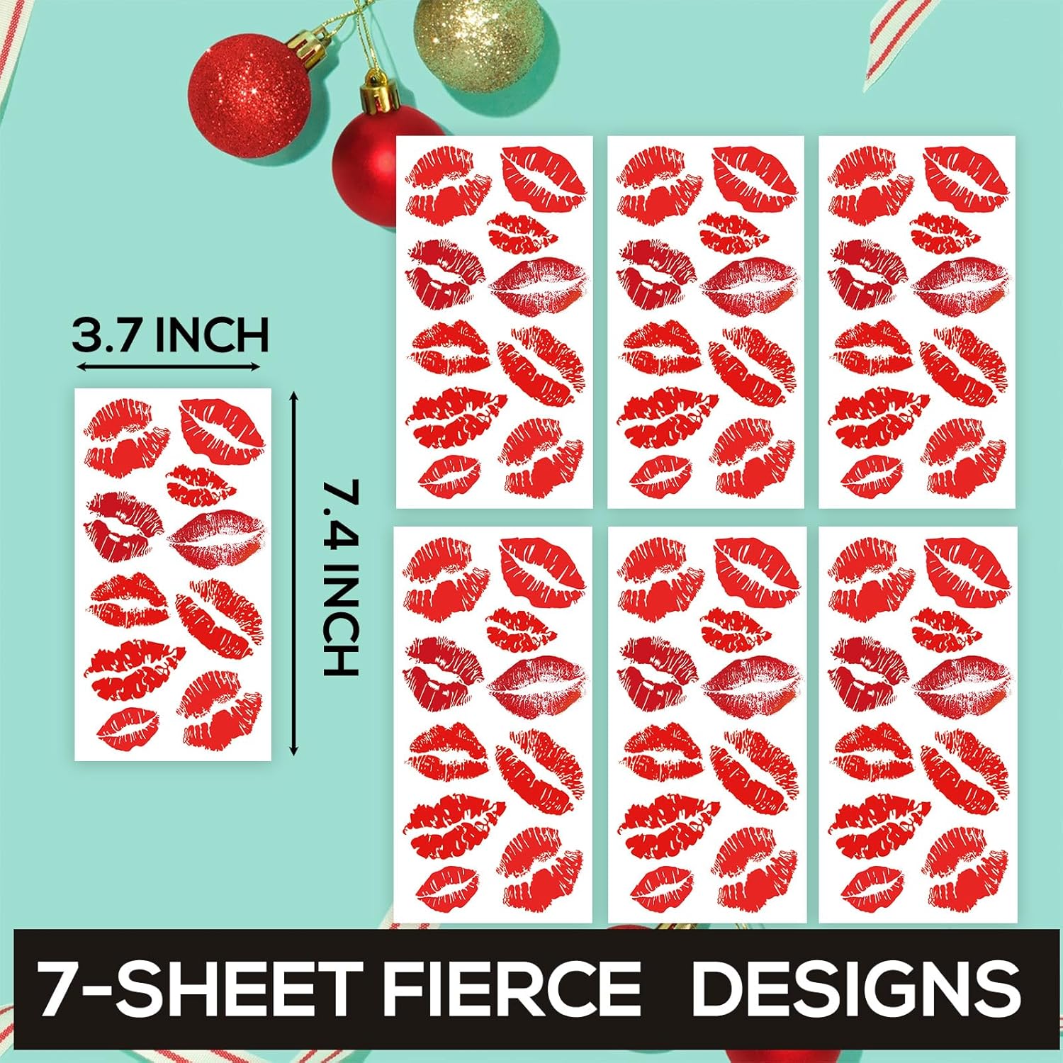 Bright Red Lip Print Temporary Tattoo Sticker Valentines Day Tattoos Kiss Tattoo - Image 3