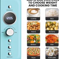 Total Chef Retro Microwave Oven | 20L / 0.7 Cu Ft | Quick Start & Defrost By Weight/Time | 8 Pre-set Cooking Modes For Coffee, Rice, Pasta, Potato, Reheat, Fish, Pizza, Popcorn | 700W | Blue - Image 5