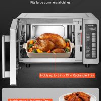 VEVOR Commercial Microwave Oven, 0.9 Cu Ft, 1000W Digital Stainless Steel Countertop Microwave Oven with Touchscreen, 10 Cooking Presets, 5 Power Levels, Multi-Lock Door & Easy Clean for Restaurants - Image 3