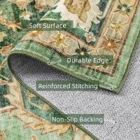 Green Rugs for Bedroom Area Rugs 5x7 Washable Rugs Boho Vintage Oriental Large Foldable Faux Wool Carpet for Living Room Nursery Room Dorm Kids Playroom Home Office - Image 5