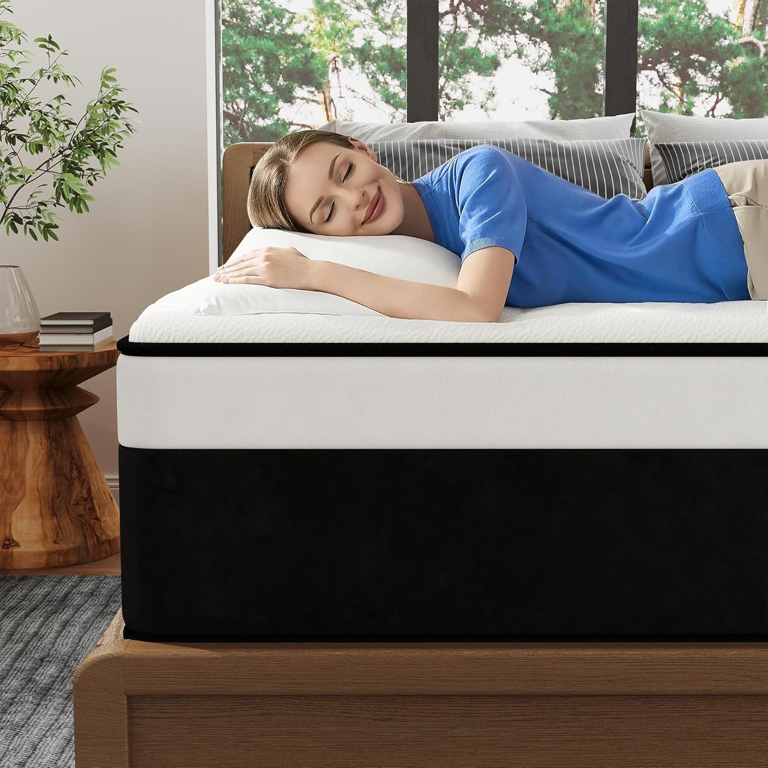 Queen Mattress, 12 Inch Queen Hybrid Mattress in a Box with Memory Foam, Medium Firm, Euro Top, Reinforced Edge Support, Pressure Relief & Motion Isolation, CertiPUR-US Certified