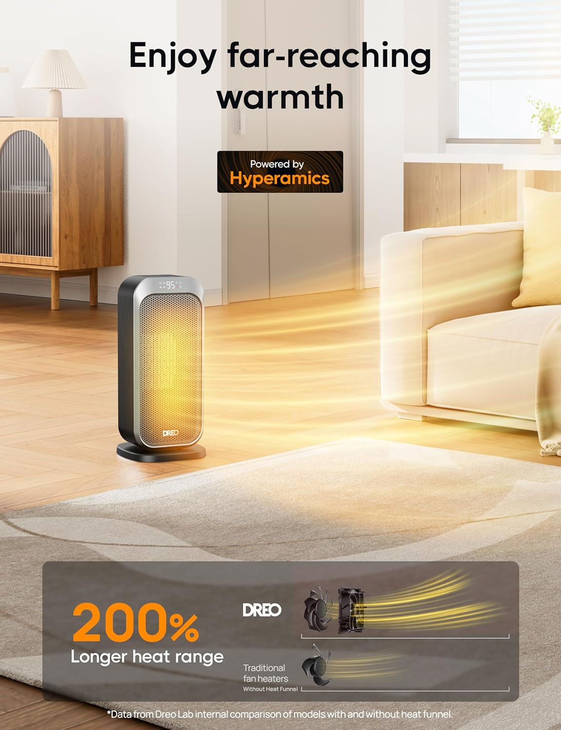 Dreo Quiet Space Heater, 1500W Portable Heaters for Indoor Use with Remote, 70° Oscillation, Fast and Safety Electric PTC Ceramic for Desk Office Bedroom, 12H Timer - Image 3