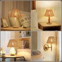 Small Rattan Lamp Shades Set of 2, Boho Lamp Shades for Table Lamps, 5.5" Top x 10" Bottom x 6.6" High, Wicker Lampshade Replacement for Bedroom, Hand Woven, Spider, Bulb Clip Adapters Included - Image 7