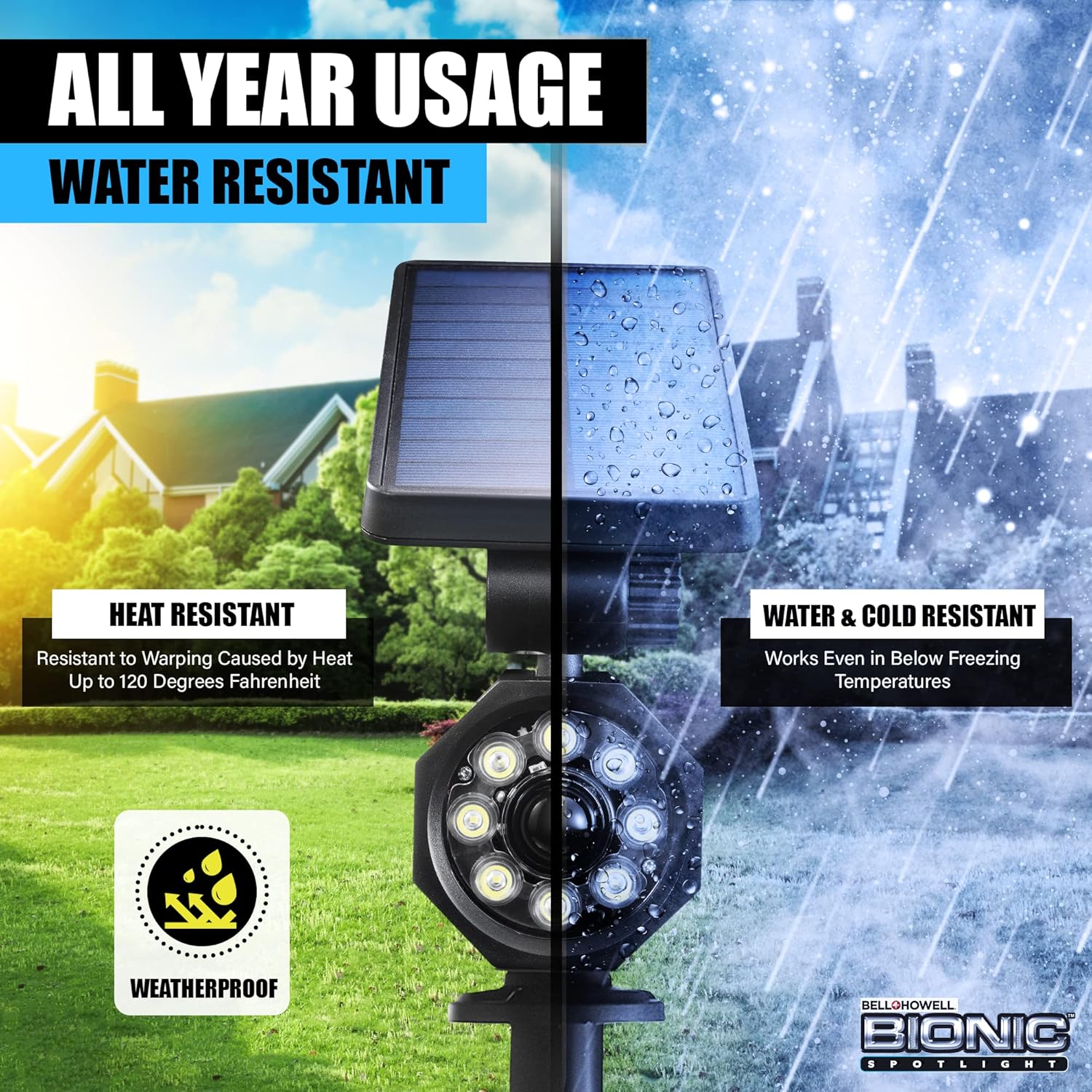 Bell+Howell Bionic Spotlight Motion Solar Spot Lights Outdoor Waterproof, Landscape Light, Outdoor Solar Yard Lighting Weather Resistant, Super Bright LED Lights, for Garden, Lawn As Seen On TV - Image 4