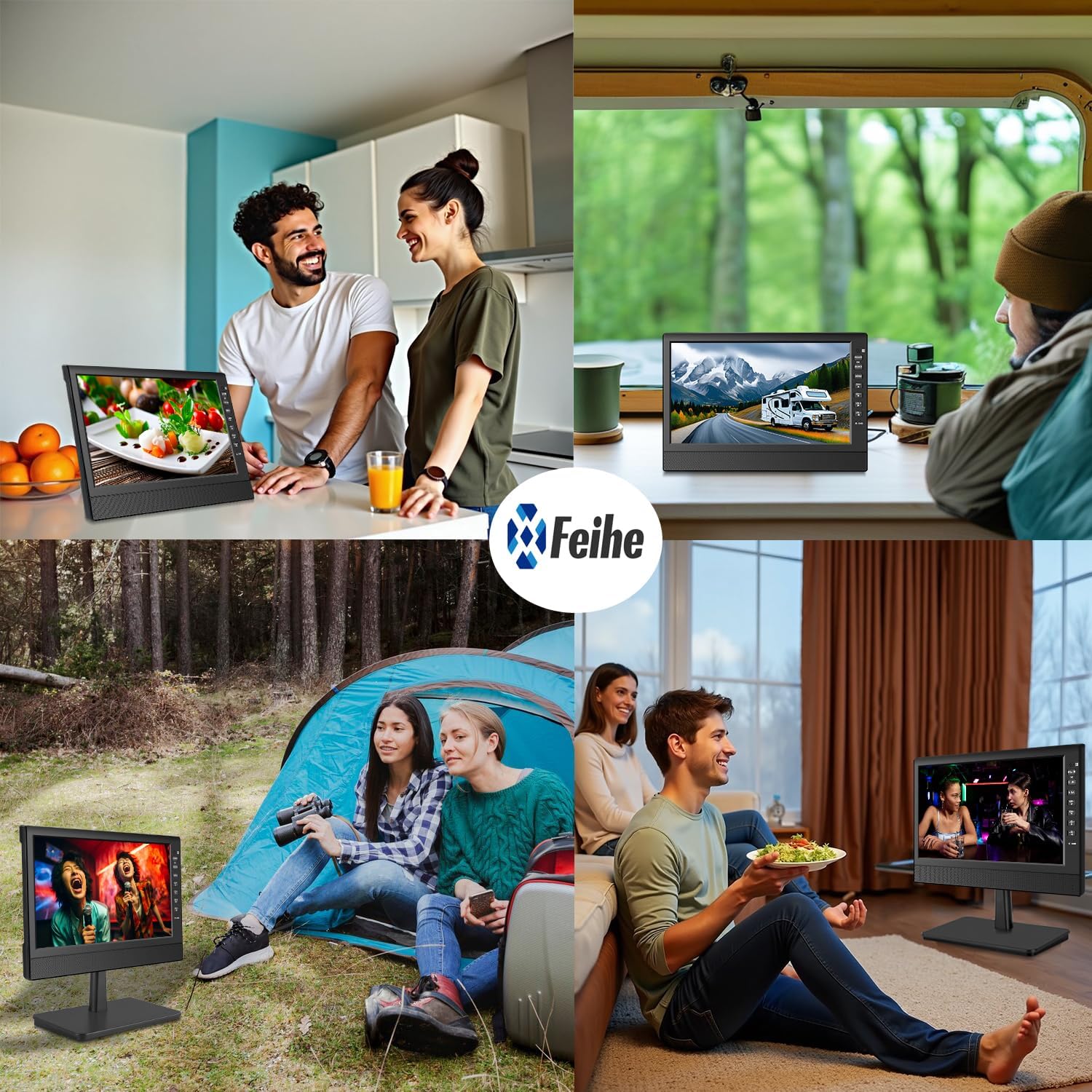 Feihe 12-Inch Portable Small TV with HD Display, HDMI and USB Ports | Built-in Digital Tuner and Compact Design for Home, Kitchen, RV, and Travel Use - Image 9