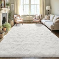LOCHAS Ultra Soft Indoor Modern Area Rugs Fluffy Living Room Carpets for Children Bedroom Home Decor Nursery Rug 4x6 Feet, White - Image 3